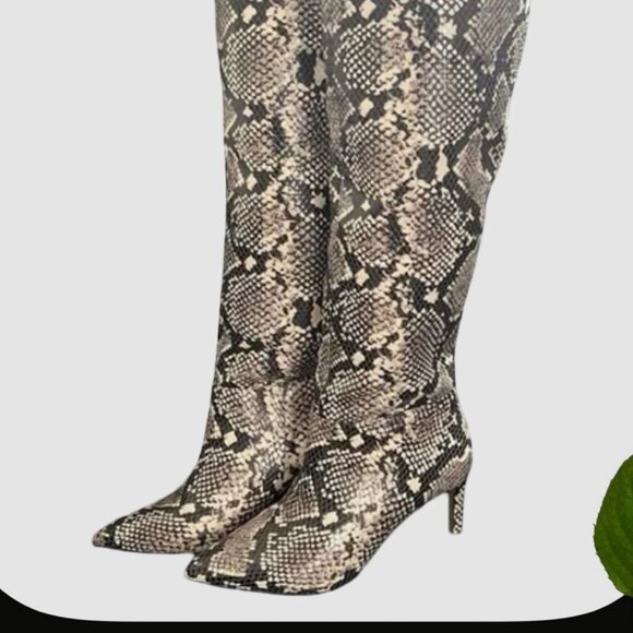 SIZE 8 BCBG Maxazria Snake Print Slouch Boots - Picture 1 of 7